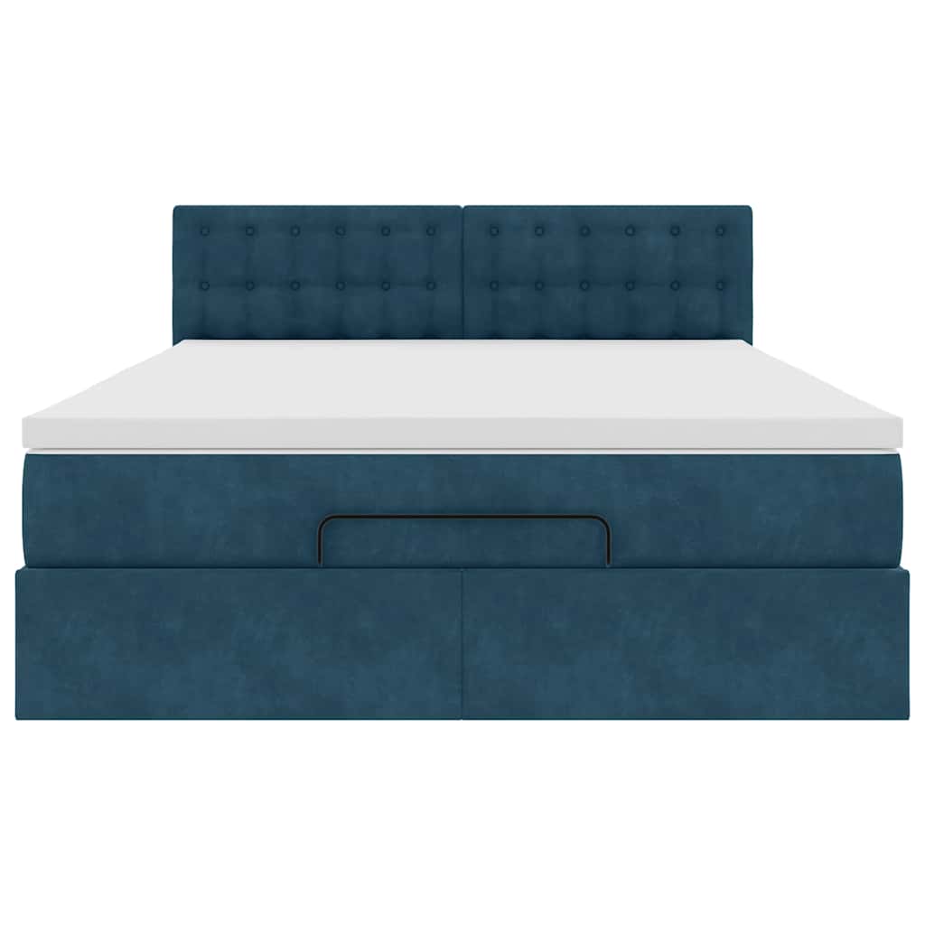 Ottoman-Bett mit Matratze Dunkelblau 140x200 cm Samt