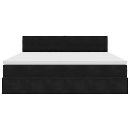 Ottoman-Bett mit Matratze Schwarz 160x200 cm Samt
