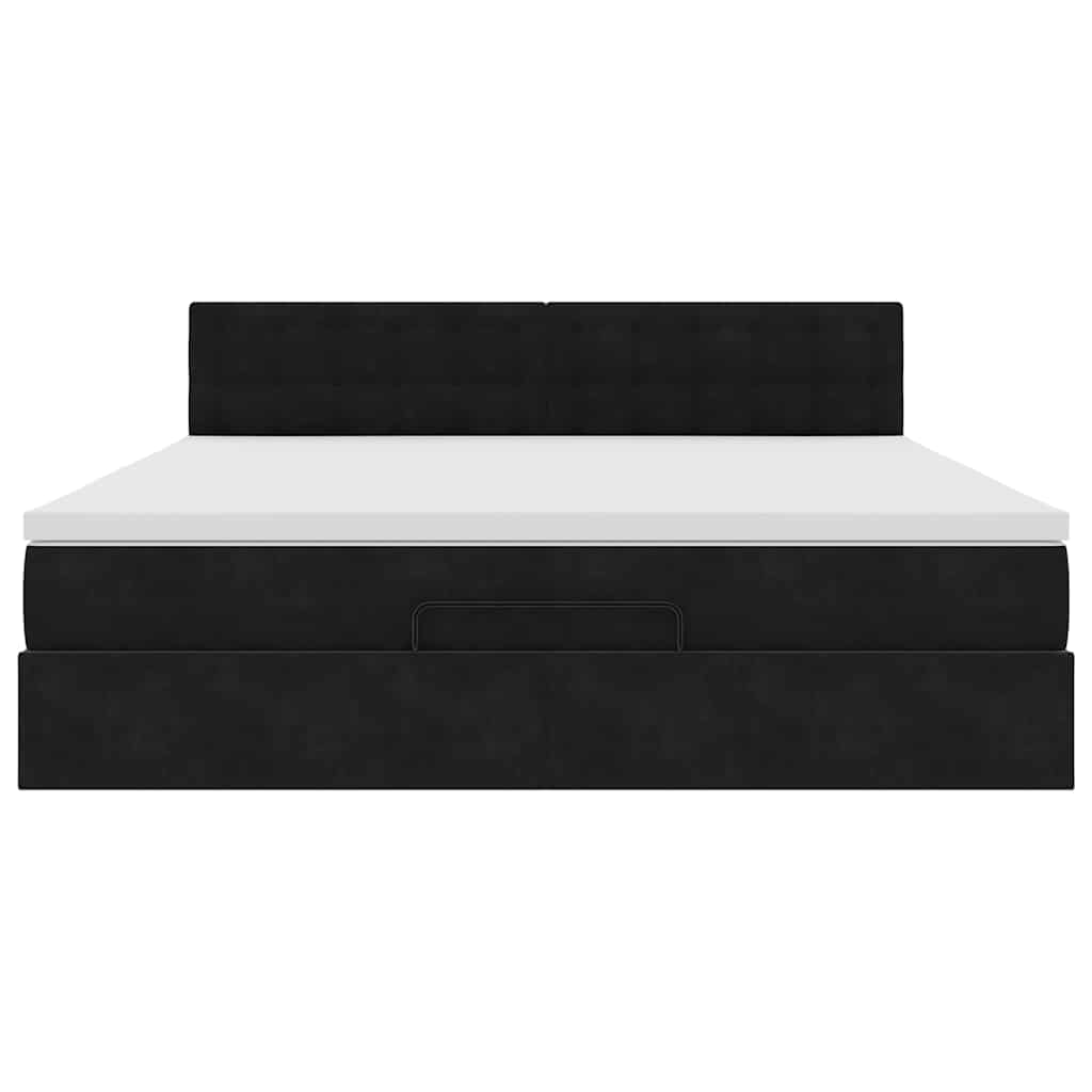 Ottoman-Bett mit Matratze Schwarz 160x200 cm Samt