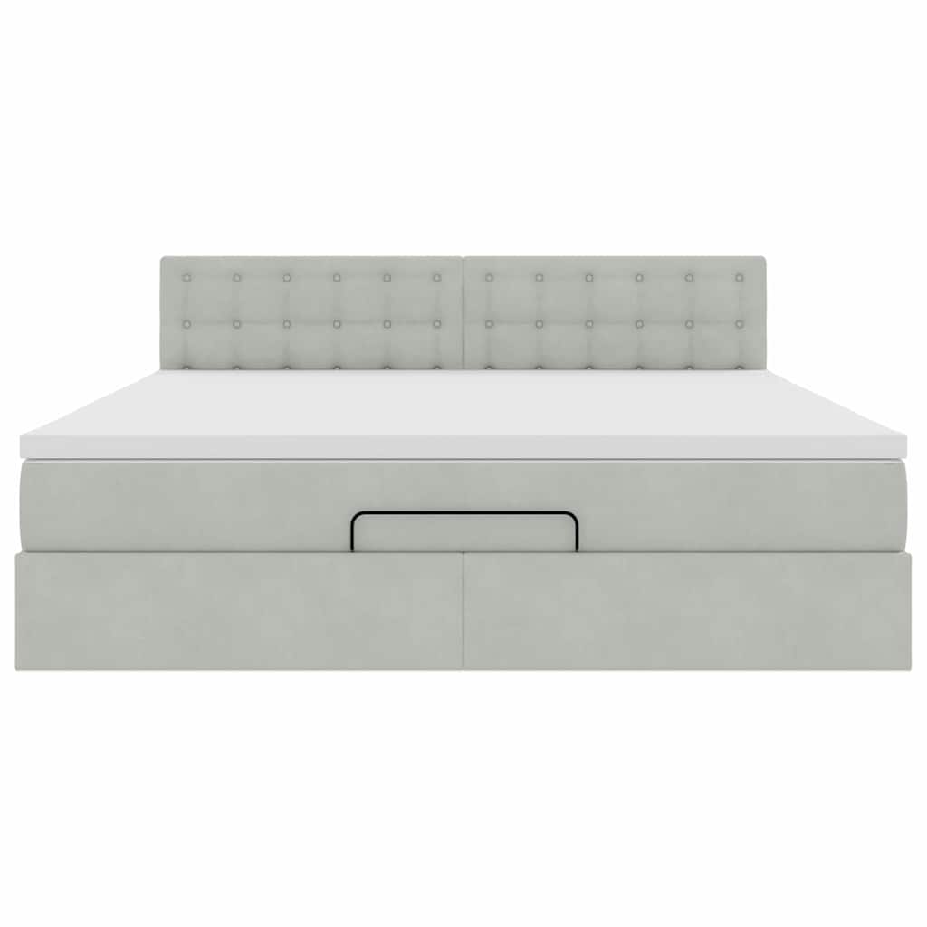 Ottoman-Bett mit Matratze Hellgrau 180x200 cm Samt
