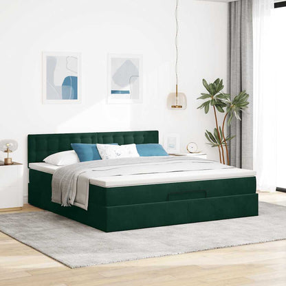Ottoman-Bett mit Matratze Dunkelgrün 180x200 cm Samt