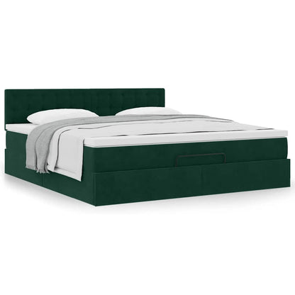 Ottoman-Bett mit Matratze Dunkelgrün 180x200 cm Samt
