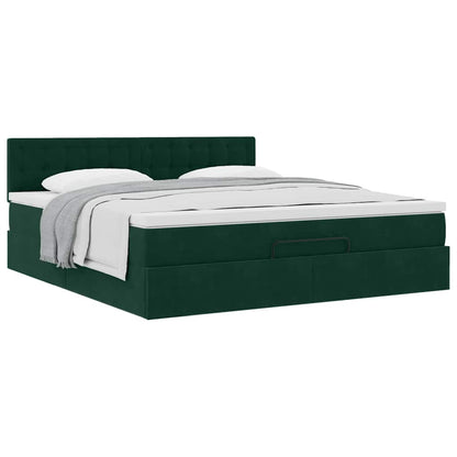 Ottoman-Bett mit Matratze Dunkelgrün 180x200 cm Samt
