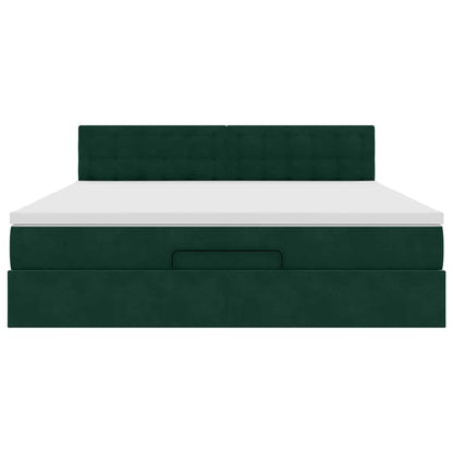 Ottoman-Bett mit Matratze Dunkelgrün 180x200 cm Samt
