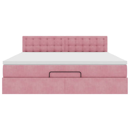 Ottoman-Bett mit Matratze Rosa 180x200 cm Samt