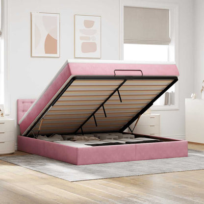 Ottoman-Bett mit Matratze Rosa 180x200 cm Samt