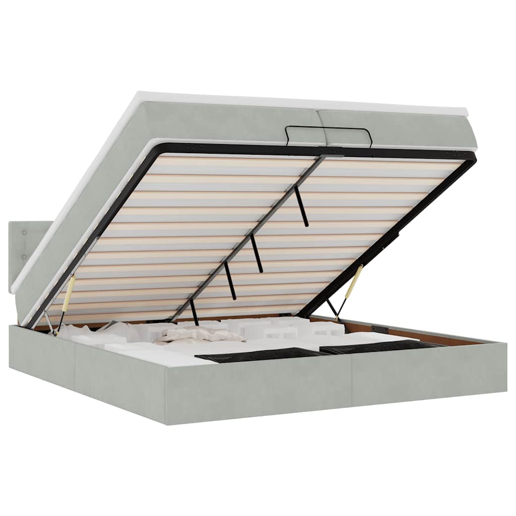 Ottoman-Bett mit Matratze Hellgrau 200x200 cm Samt