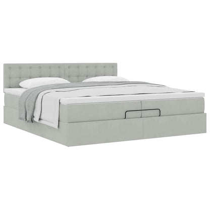 Ottoman-Bett mit Matratze Hellgrau 200x200 cm Samt