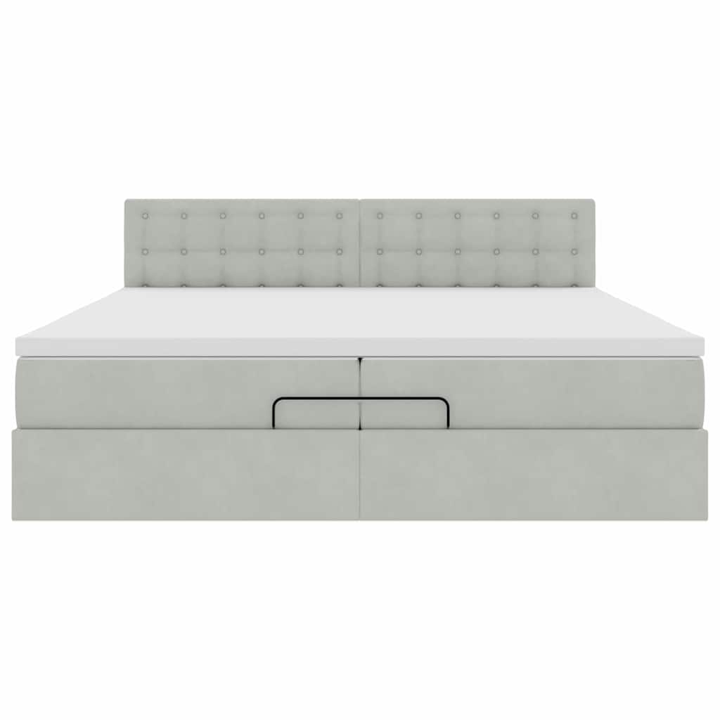 Ottoman-Bett mit Matratze Hellgrau 200x200 cm Samt