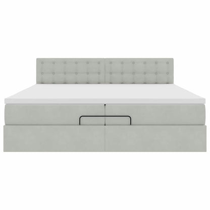 Ottoman-Bett mit Matratze Hellgrau 200x200 cm Samt