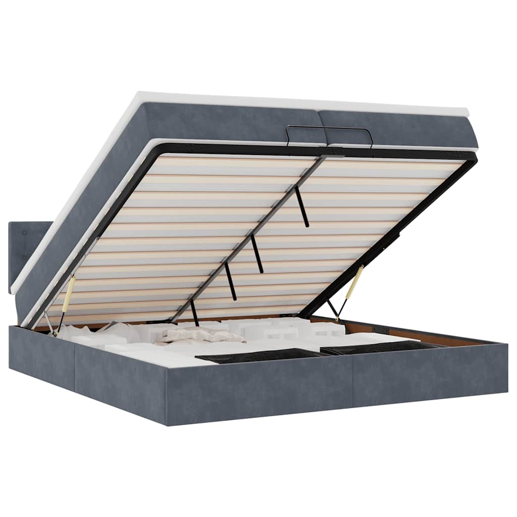 Ottoman-Bett mit Matratze Dunkelgrau 200x200 cm Samt