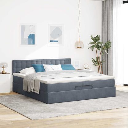 Ottoman-Bett mit Matratze Dunkelgrau 200x200 cm Samt