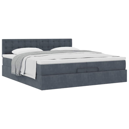 Ottoman-Bett mit Matratze Dunkelgrau 200x200 cm Samt