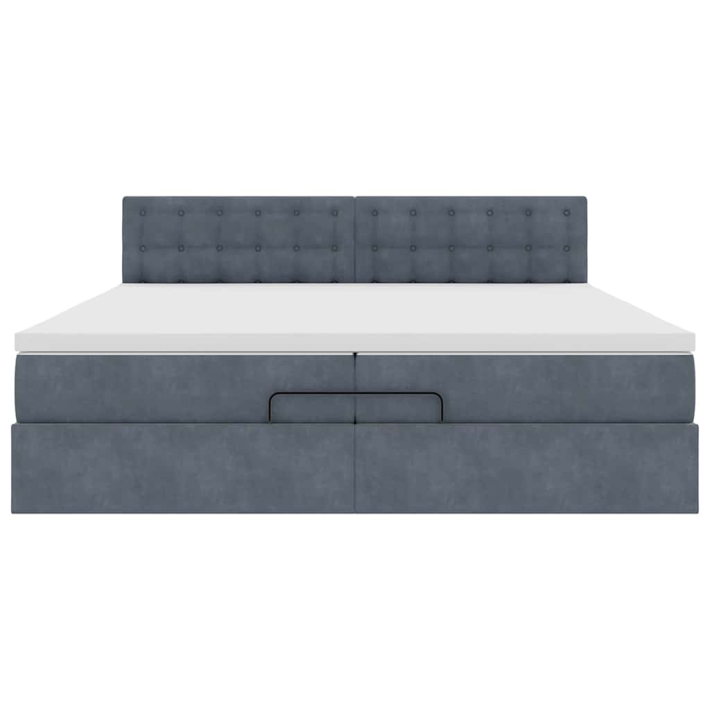 Ottoman-Bett mit Matratze Dunkelgrau 200x200 cm Samt