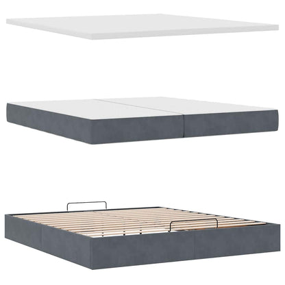 Ottoman-Bett mit Matratze Dunkelgrau 200x200 cm Samt