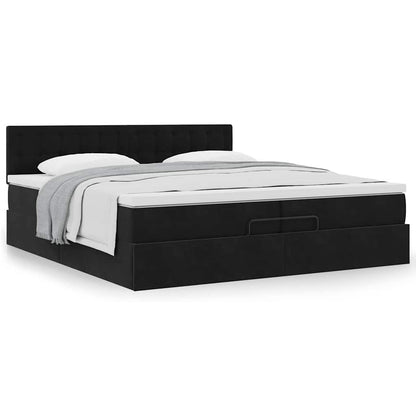 Ottoman-Bett mit Matratze Schwarz 200x200 cm Samt