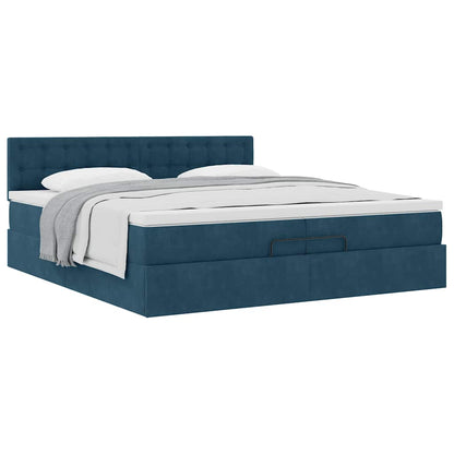 Ottoman-Bett mit Matratze Dunkelblau 200x200 cm Samt