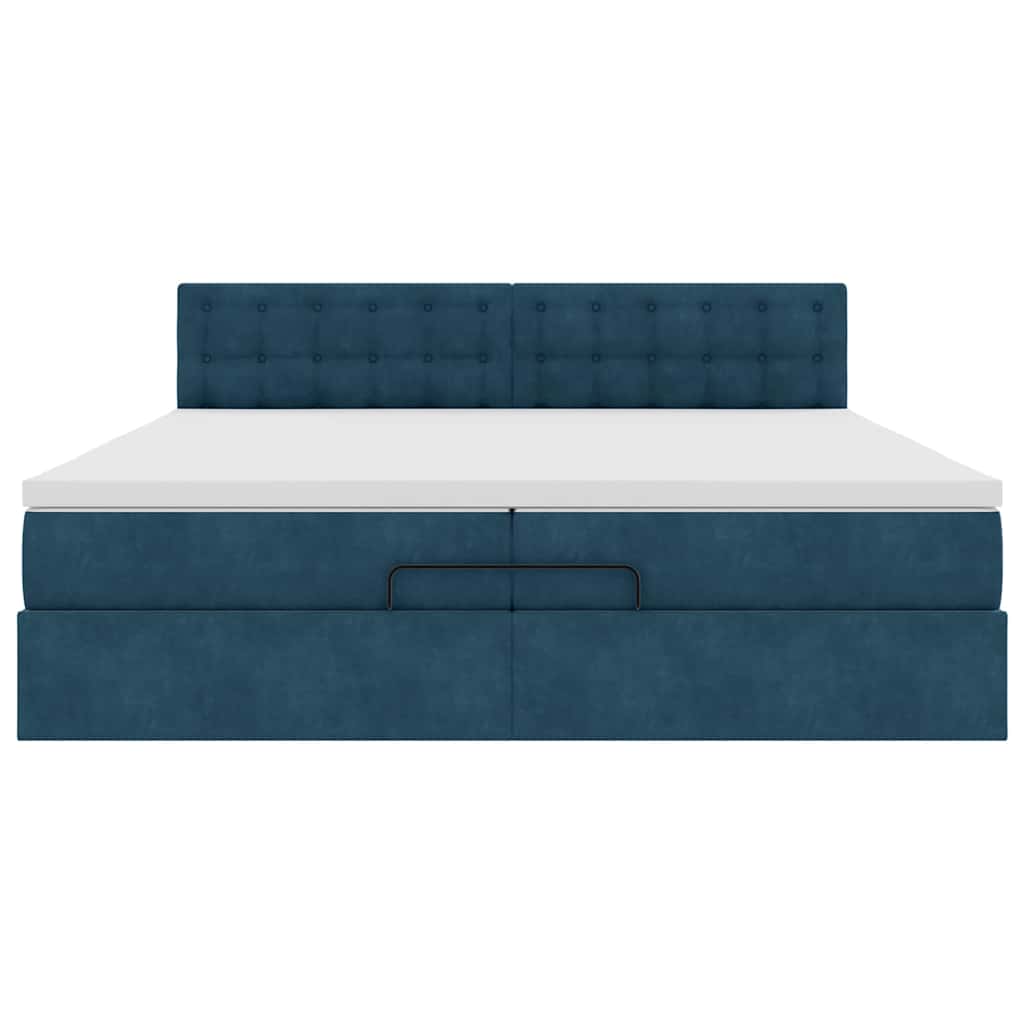 Ottoman-Bett mit Matratze Dunkelblau 200x200 cm Samt