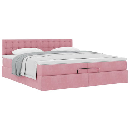 Ottoman-Bett mit Matratze Rosa 200x200 cm Samt