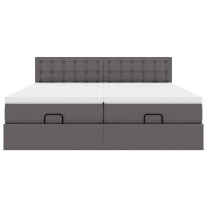Ottoman-Bett mit Matratzen Grau 200x200 cm Kunstleder