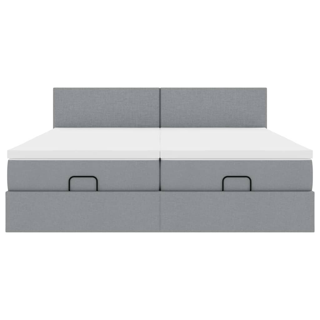 Ottoman bed with mattress light grey 180x200 cm fabric