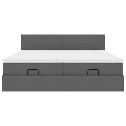 Ottoman-Bett mit Matratzen Dunkelgrau 180x200 cm Stoff