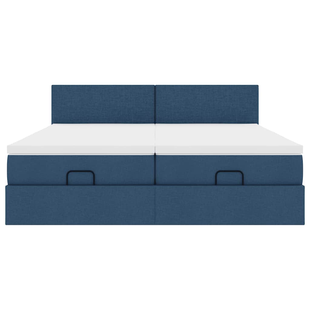 Ottoman-Bett mit Matratzen Blau 180x200 cm Stoff