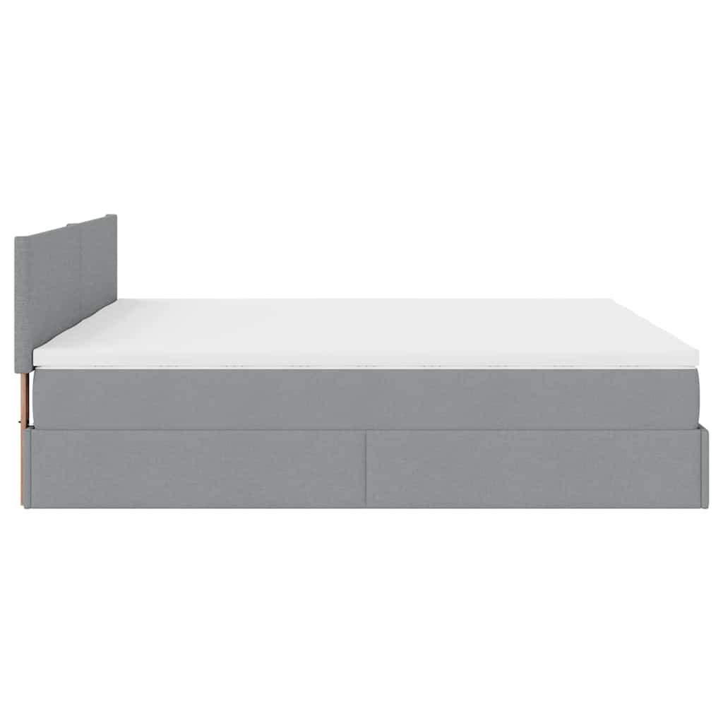 Ottoman bed with mattress light grey 200x200 cm fabric