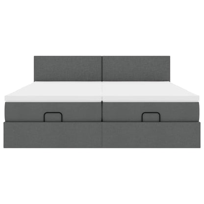 Ottoman-Bett mit Matratzen Dunkelgrau 200x200 cm Stoff