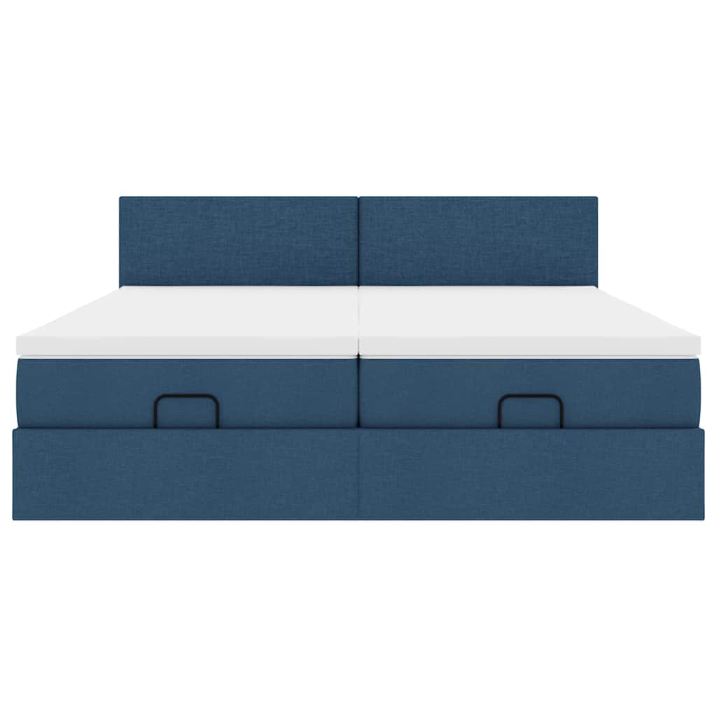 Ottoman-Bett mit Matratzen Blau 200x200 cm Stoff