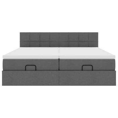 Ottoman-Bett mit Matratzen Dunkelgrau 160x200 cm Stoff