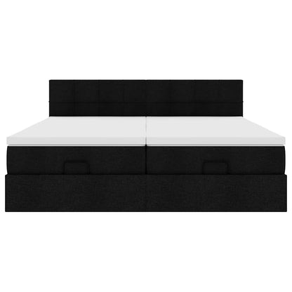 Ottoman-Bett mit Matratzen Schwarz 160x200 cm Stoff