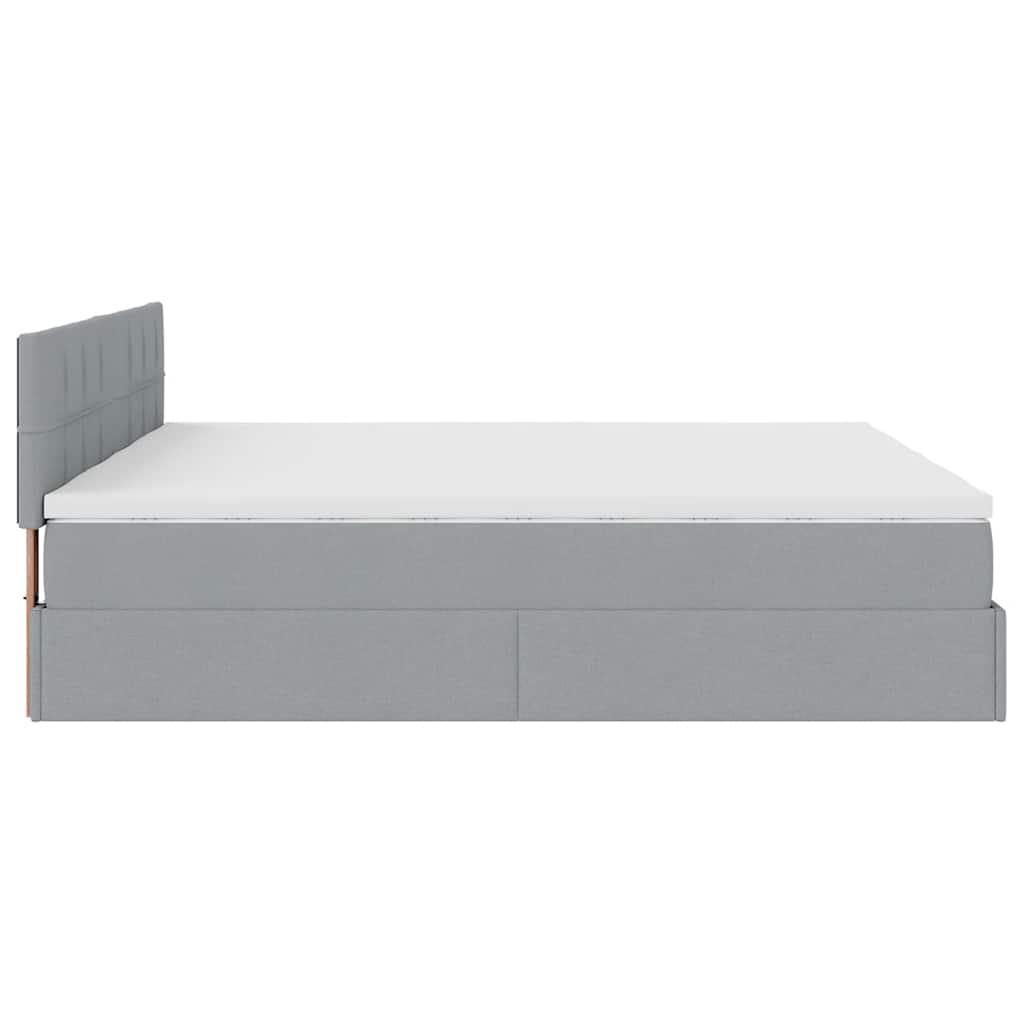Lit ottoman avec matelas en tissu gris clair 180x200 cm