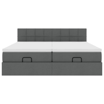 Ottoman-Bett mit Matratzen Dunkelgrau 200x200 cm Stoff