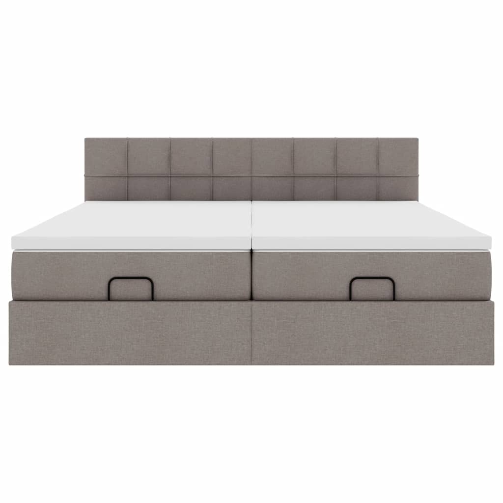 Ottoman-Bett mit Matratzen Taupe 200x200 cm Stoff