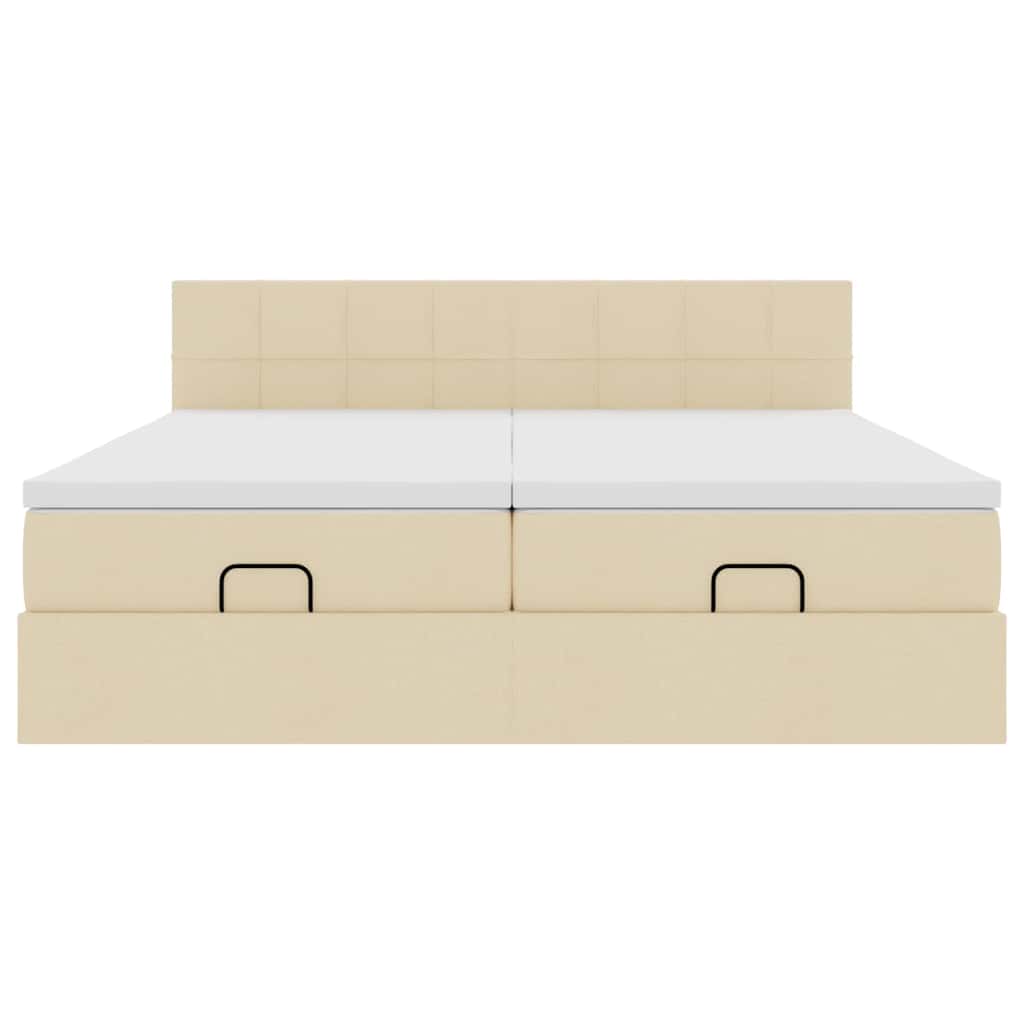 Ottoman-Bett mit Matratzen Creme 200x200 cm Stoff