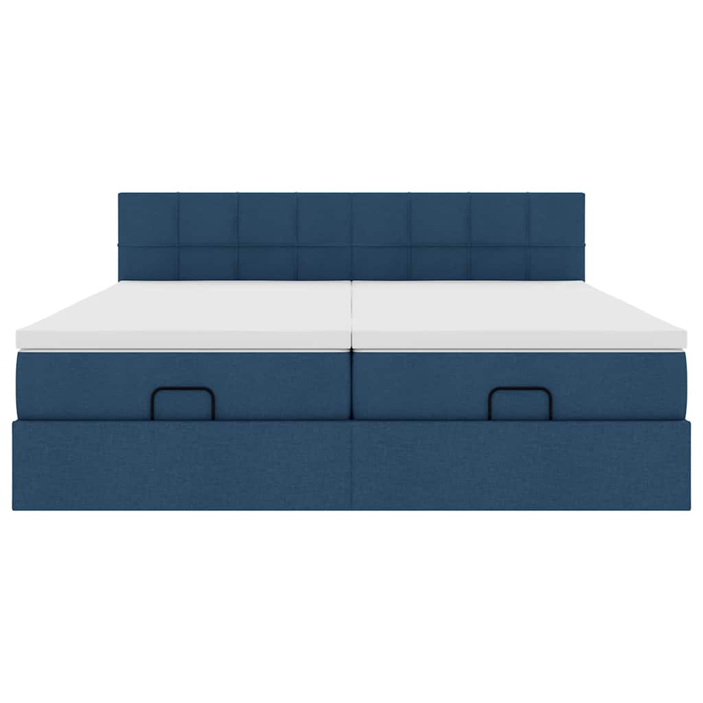 Ottoman-Bett mit Matratzen Blau 200x200 cm Stoff