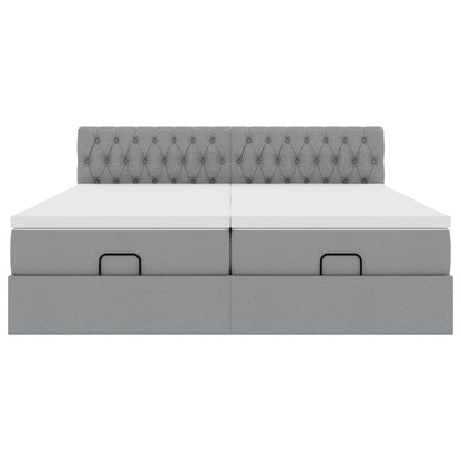 Ottoman-Bett mit Matratzen Hellgrau 180x200 cm Stoff