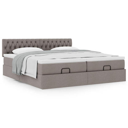 Ottoman-Bett mit Matratzen Taupe 180x200 cm Stoff