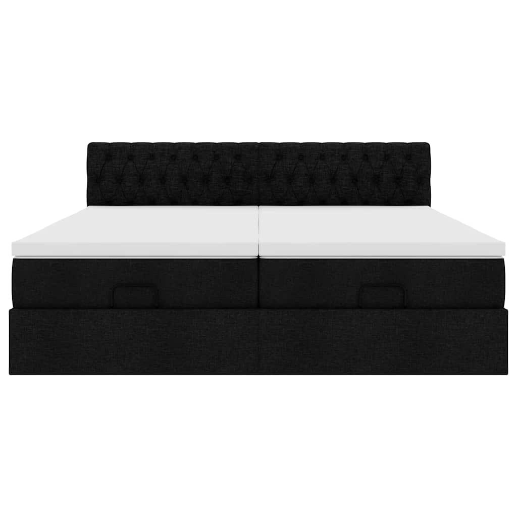 Ottoman bed with mattresses black 200x200 cm fabric