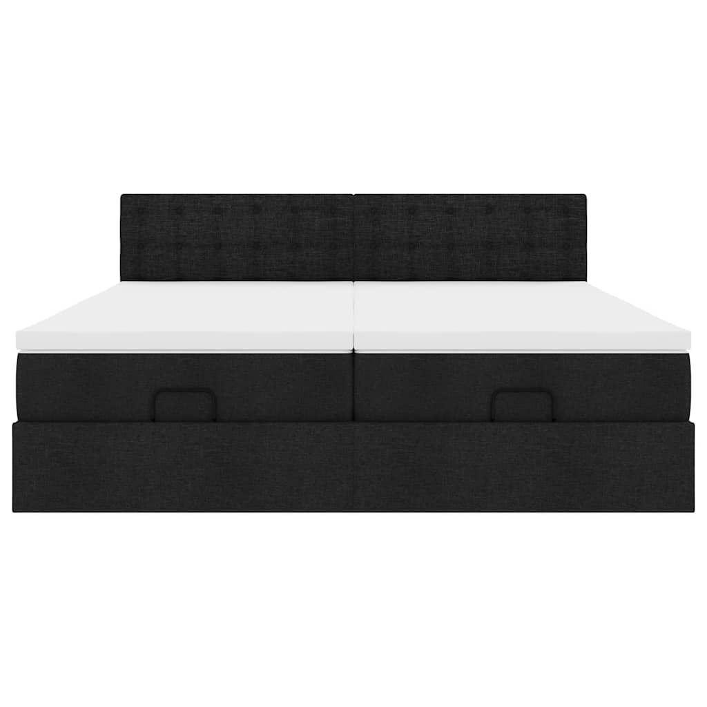 Ottoman-Bett mit Matratzen Schwarz 160x200 cm Stoff