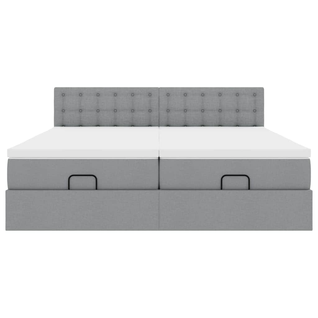 Ottoman-Bett mit Matratzen Hellgrau 180x200 cm Stoff