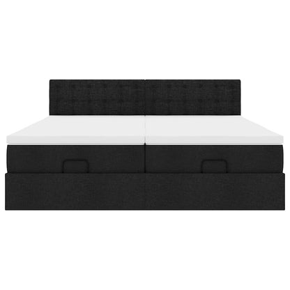 Ottoman-Bett mit Matratzen Schwarz 180x200 cm Stoff