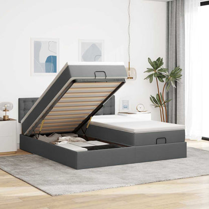 Ottoman-Bett mit Matratzen Dunkelgrau 200x200 cm Stoff
