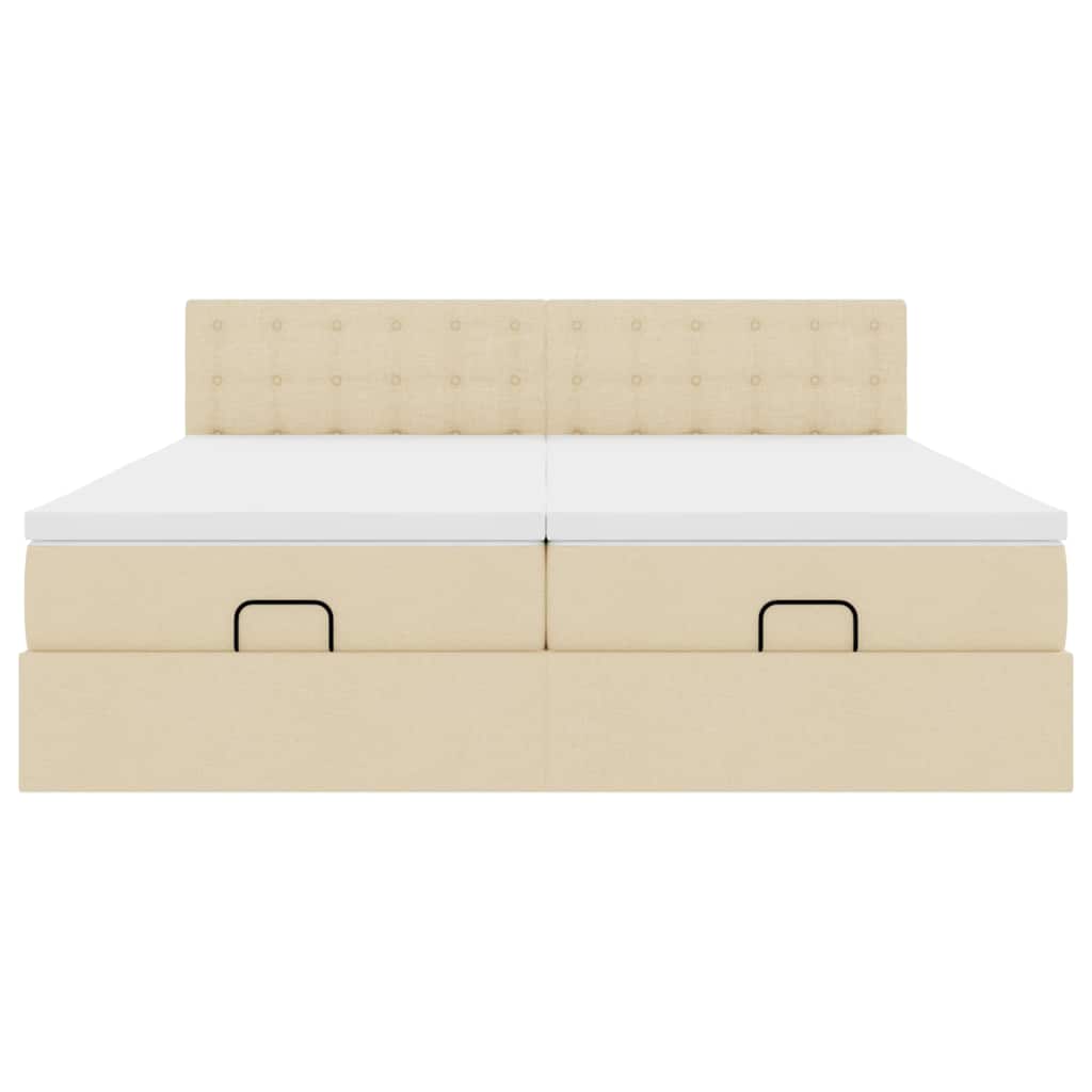 Ottoman-Bett mit Matratzen Creme 200x200 cm Stoff