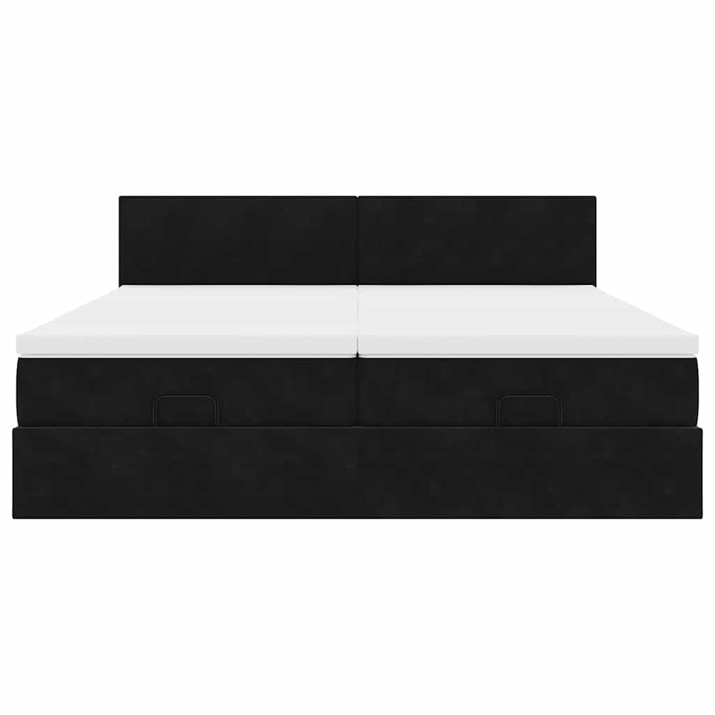 Ottoman-Bett mit Matratzen Schwarz 180x200 cm Samt