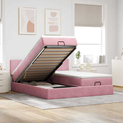 Ottoman-Bett mit Matratzen Rosa 180x200 cm Samt
