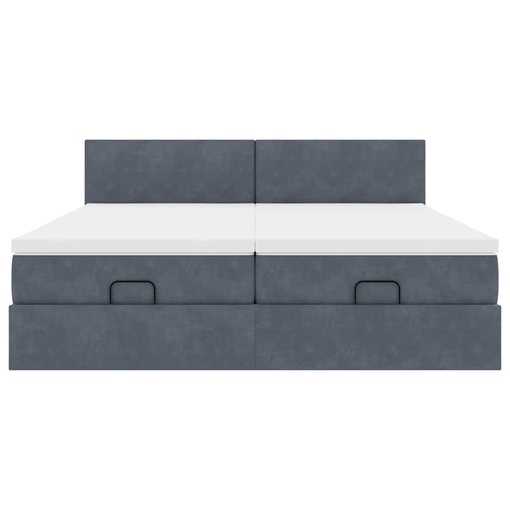 Ottoman-Bett mit Matratzen Dunkelgrau 200x200 cm Samt