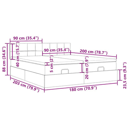 Ottoman-Bett mit Matratzen Schwarz 180x200 cm Samt