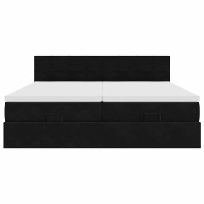 Ottoman-Bett mit Matratzen Schwarz 180x200 cm Samt